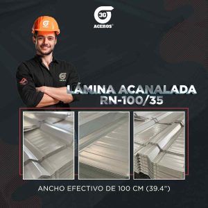 Lámina Galvanizada RN100/35 calibres: 20, 22, 24, 26 y 28