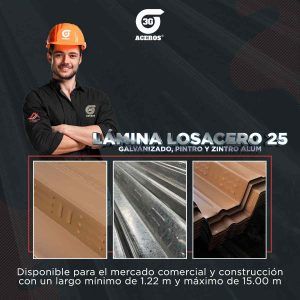 Lámina Losacero 25 Galvanizado y Pintro Zintro Alum